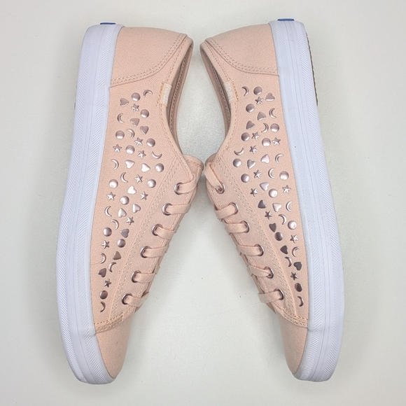 Keds Kickstart Iridescent stud peach pink canvas sneakers women's size 8.5 - Picture 1 of 7